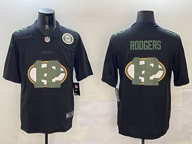 Men Green Bay Packers #12 Rodgers Black 2024 Nike Limited NFL Jersey style 01021